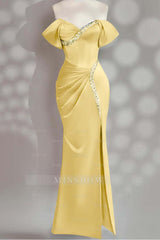 Sleeveless Off the Shoulder Long Mermaid Formal Dress With Beading