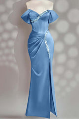 Sleeveless Off the Shoulder Long Mermaid Formal Dress With Beading