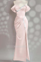 Sleeveless Off the Shoulder Long Mermaid Formal Dress With Beading