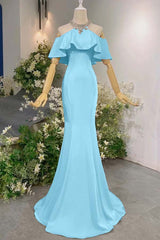 Sleeveless Off the Shoulder Long Mermaid Formal Dress With Pleated