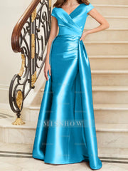Sleeveless Satin V-Neck Sheath Dress for the Mother of the Bride
