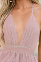 Sleeveless Spaghetti Strap Backless Long Formal Dress With Ruffles