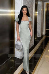 Sleeveless Square Neck Long Mermaid Formal Dress With Pleated Beading