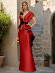 Sleeveless V-Neck Sheath/Column Dress for Mothers of the Bride & Groom with Appliques and Belt