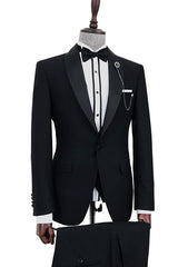 Sophisticated Black Shawl Collar One-Button Wedding Suit for Men