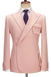 Sophisticated Pink Peak Lapel Custom Prom Suit
