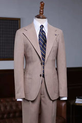 Sophisticated Tan Notched Lapel Prom Attire For Men