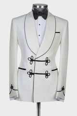 Sophisticated White Shawl Collar Two-Piece Groom's Wedding Attire