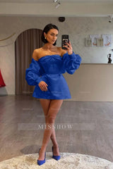 Spaghetti Strap Long Sleeves A Line Formal Dress With Beading