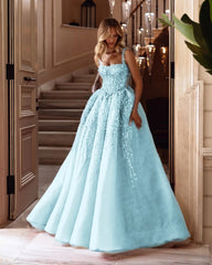 Spaghetti Strap Sleeveless Long A Line Formal Dress With Beading