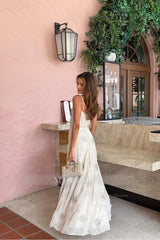 Spaghetti Strap Sleeveless Long Formal Dress With Pleated Appliques