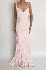 Spaghetti Strap Sleeveless Long Mermaid Formal Dress With Appliques