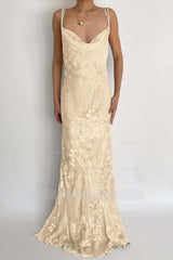 Spaghetti Strap Sleeveless Long Mermaid Formal Dress With Appliques