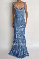 Spaghetti Strap Sleeveless Long Mermaid Formal Dress With Appliques