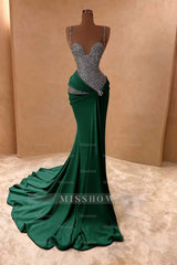 Spaghetti Strap Sleeveless Long Mermaid Formal Dress With Beading