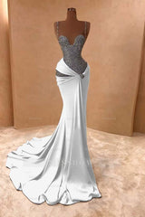 Spaghetti Strap Sleeveless Long Mermaid Formal Dress With Beading