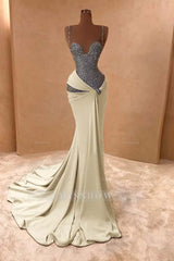 Spaghetti Strap Sleeveless Long Mermaid Formal Dress With Beading