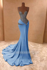 Spaghetti Strap Sleeveless Long Mermaid Formal Dress With Beading