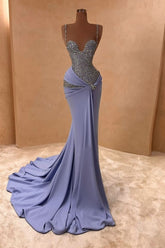 Spaghetti Strap Sleeveless Long Mermaid Formal Dress With Beading