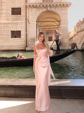 Spaghetti Strap Sleeveless Long Mermaid Formal Dress With Gloves