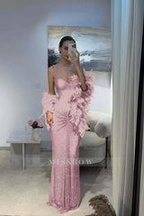 Spaghetti Strap Sleeveless Long Mermaid Formal Dress With Sequins