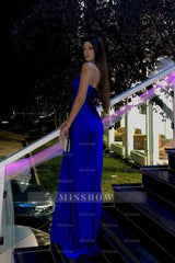 Spaghetti Strap Sleeveless Long Mermaid Formal Dress With Split Beading