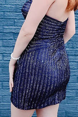 Sparkly Black Cut Out Short Tight Homecoming Dress with Beading