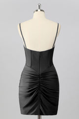 Sparkly Blush Pink Tight Ruched Short Corset Homecoming Dress with Beading