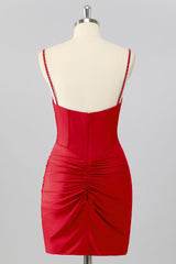 Sparkly Blush Pink Tight Ruched Short Corset Homecoming Dress with Beading