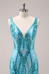 Sparkly Dark Purple V Neck Bodycon Sequins Homecoming Dress