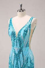 Sparkly Dark Purple V Neck Bodycon Sequins Homecoming Dress