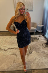 Sparkly Gold Strapless Tight Short Corset Homecoming Dress with Sequins