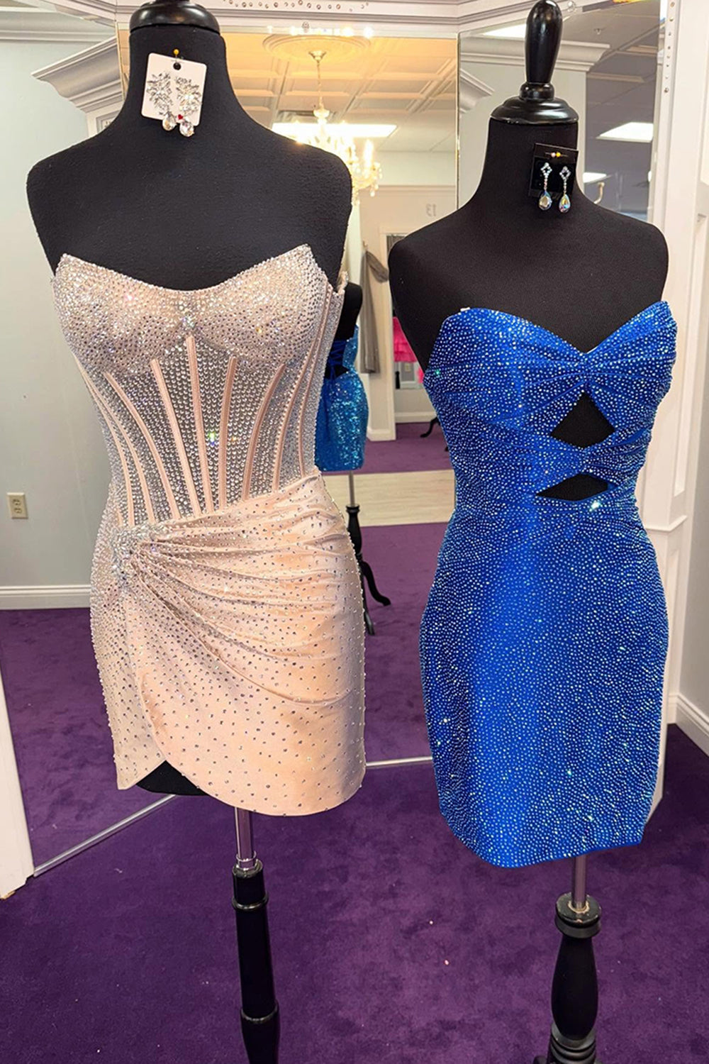 Sparkly Gold Tight Strapless Short Corset Homecoming Dress with Beading