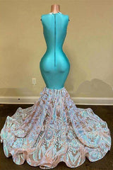 Pool v-neck glitter mermaid prom dress