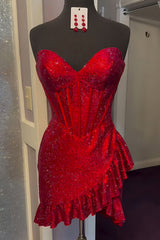 Sparkly Navy Tight Sweetheart Short Corset Homecoming Dress
