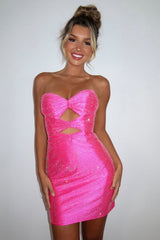 Sparkly Orange Beaded Cut Out Bodycon Short Homecoming Dress