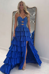 Yellow sweetheart beaded A-line prom dress