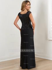 Square-Neck Floor-Length Sheath/Column Mother of the Bride Gowns
