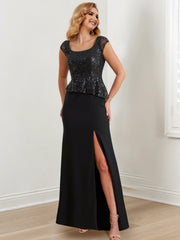 Square-Neck Floor-Length Sheath/Column Mother of the Bride Gowns