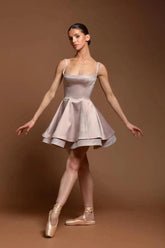 Square Neck Sleeveless Corset Rhinestone Trim Ruffled Satin A-Line Mini Party Dress