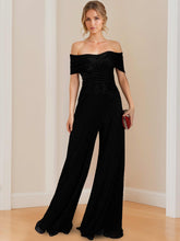 Strapless Floor-Length Jumpsuit in Crinkle Chiffon for the Mother of the Bride