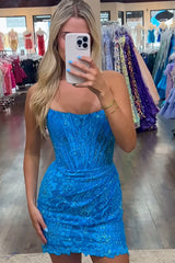 Strapless Glitter Lace Rhinestone Beaded Sheer Corset Boning Ruched Scallop Hem Bodycon Homecoming Dress Mini