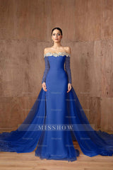 Strapless Long Sleeves Mermaid Long Formal Dress With Appliques