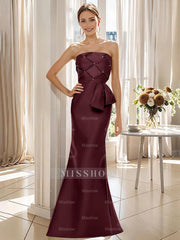 Strapless Sleeveless Floor-Length Mother of the Bride Trumpet/Mermaid Dress with Bowknot