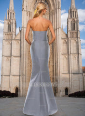 Strapless Sleeveless Floor-Length Mother of the Bride Trumpet/Mermaid Dress with Bowknot