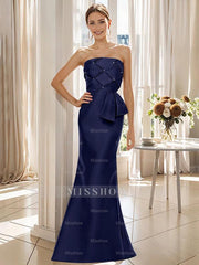 Strapless Sleeveless Floor-Length Mother of the Bride Trumpet/Mermaid Dress with Bowknot