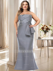 Strapless Sleeveless Floor-Length Mother of the Bride Trumpet/Mermaid Dress with Bowknot
