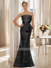 Strapless Sleeveless Floor-Length Mother of the Bride Trumpet/Mermaid Dress with Bowknot