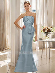 Strapless Sleeveless Floor-Length Mother of the Bride Trumpet/Mermaid Dress with Bowknot