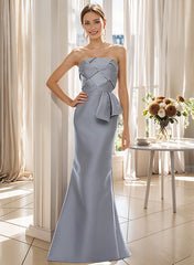 Strapless Sleeveless Floor-Length Mother of the Bride Trumpet/Mermaid Dress with Bowknot